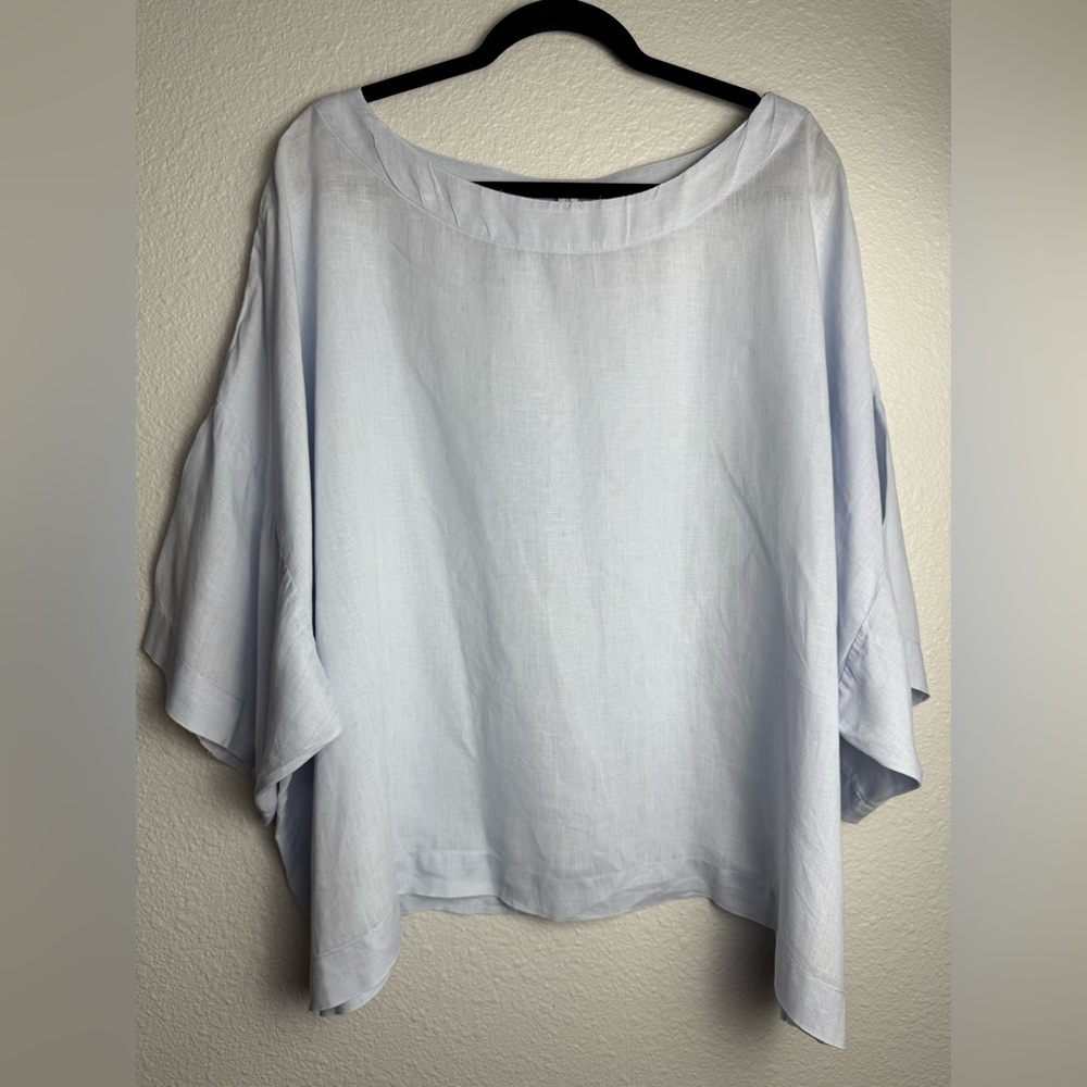 Pure Jill 100% Linen Light Blue Women's Blouse Size 3X. - Picture 2 of 8